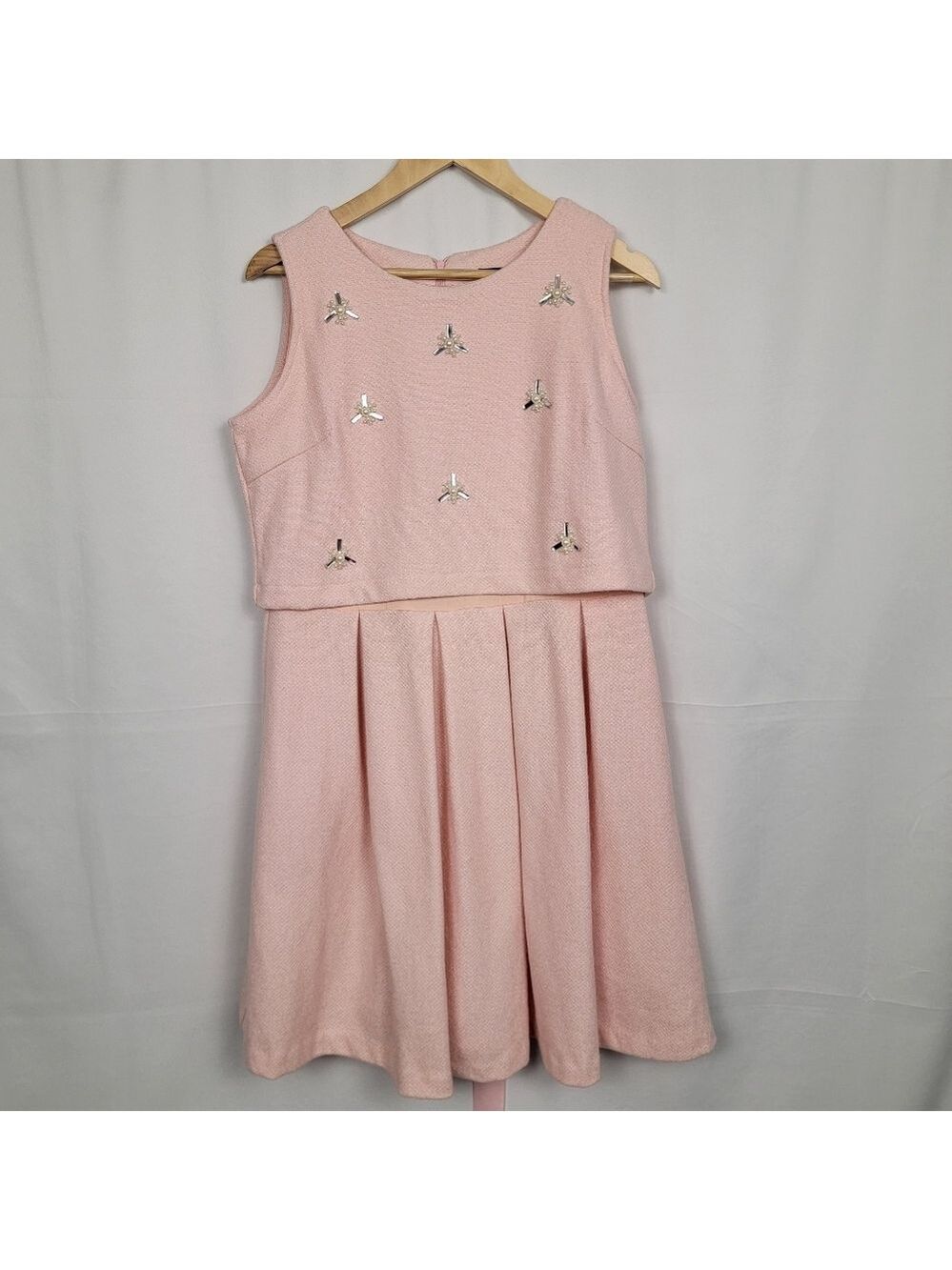 Pink Sleeveless Dress with Embellishments Vintage Style #1429